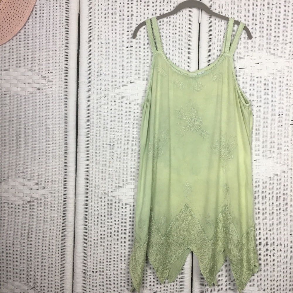 Indian Tropical Fashion summer dress XL sage green